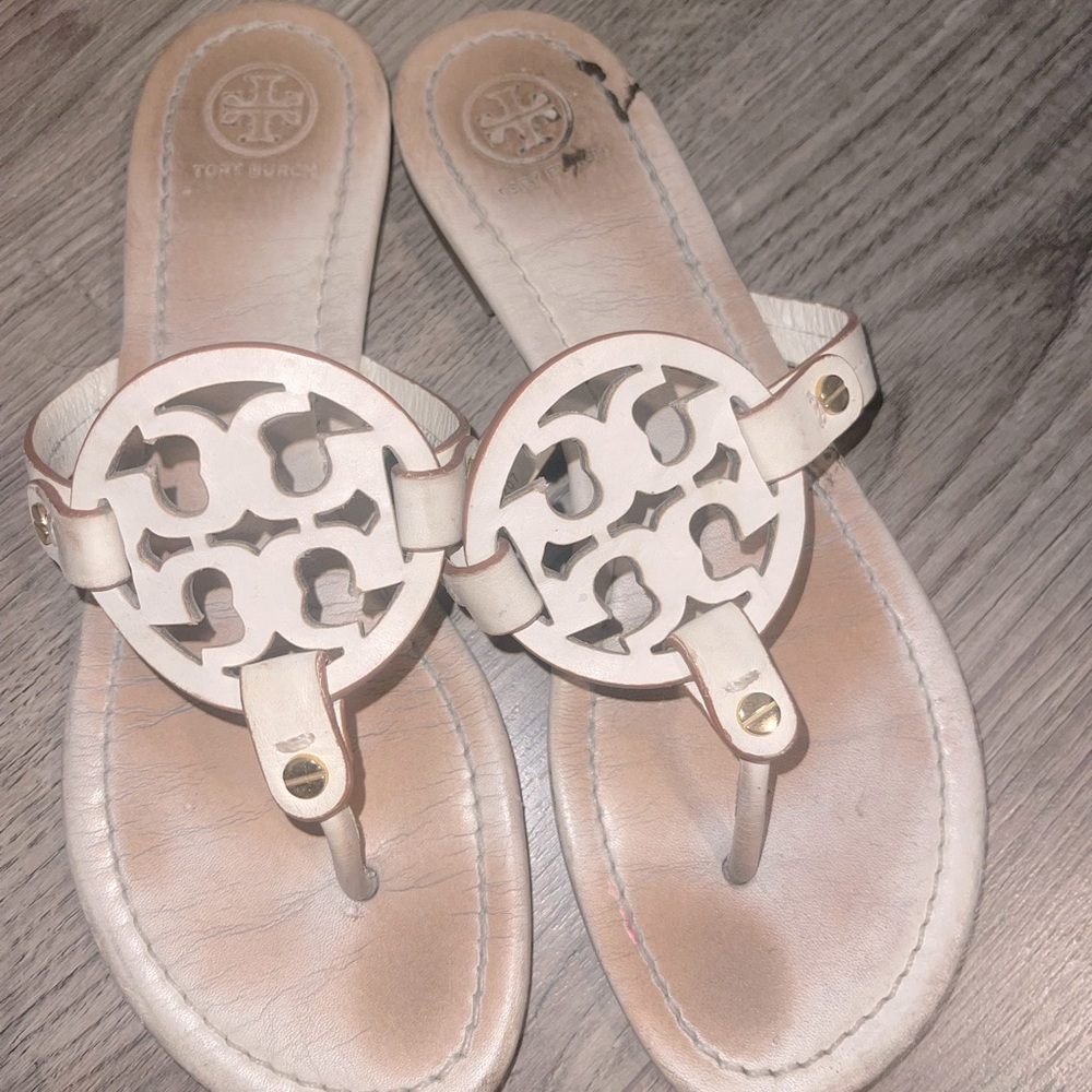 White Tory Burch Miller Sandals